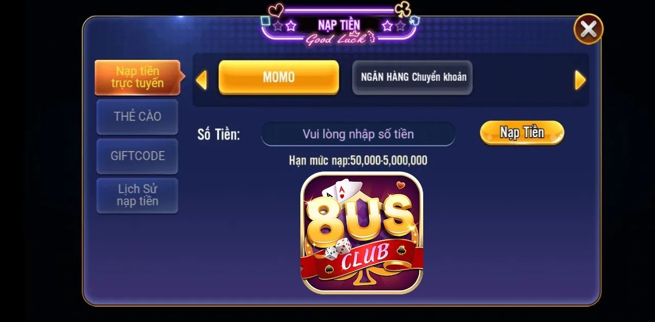 Cách nạp tiền 8us nhanh chóng cho mọi cược thủ 1 Các bước nạp tiền